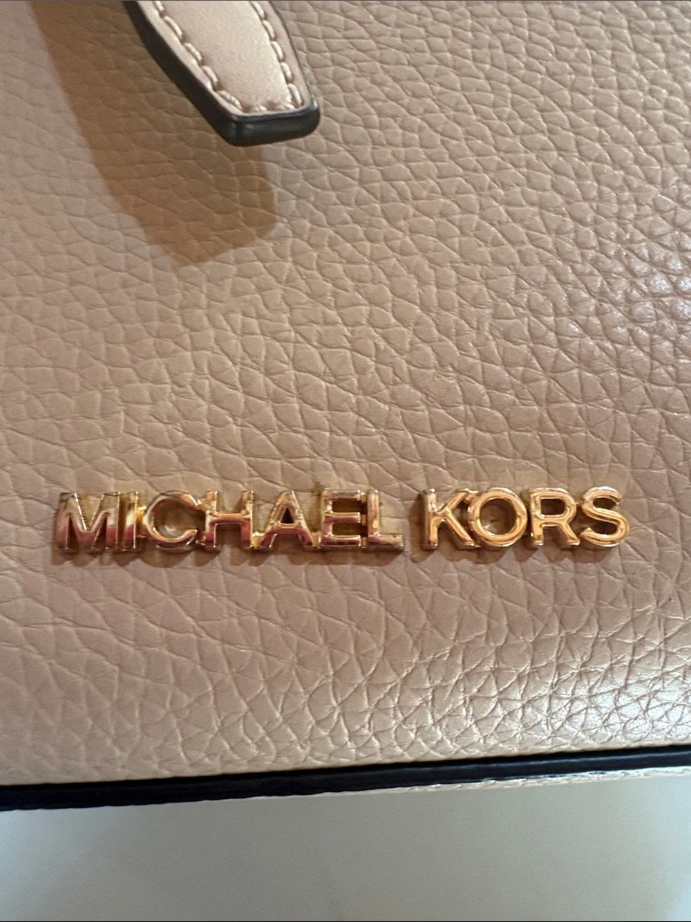Michael Kors Nude tan Pebbled Leather Satchel with Gold Hardware